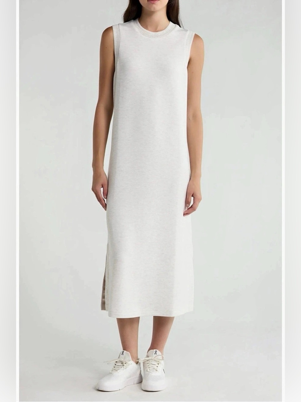 Varley DoubleSoft Sleeveless Midi Dress in Oatmeal Size XS